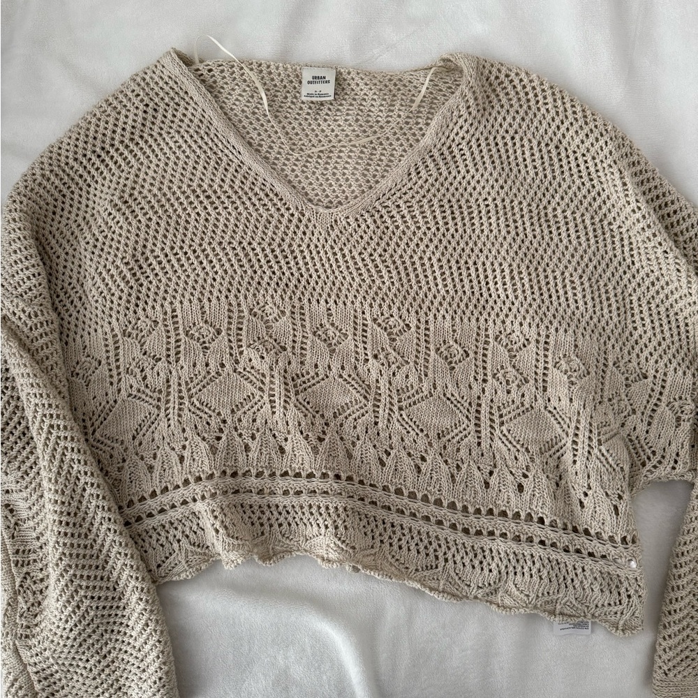Urban outfitters crochet crop sweater